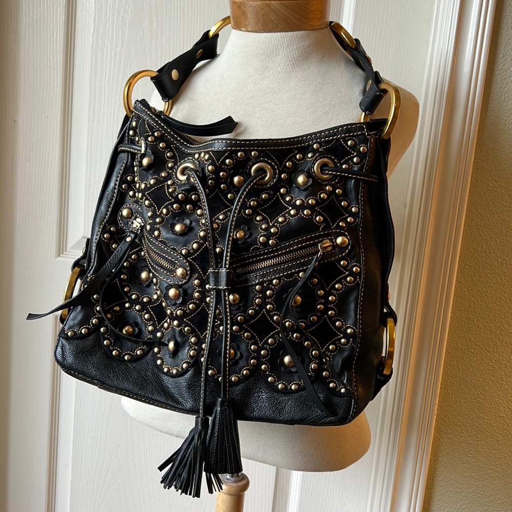 Isabella Fiore black gold studded bag